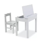 Melissa & Doug - Mobilier pour enfant, pupitre et chaise en bois à couvercle relevable - Gris : Rangement intégré, structure en bois