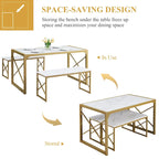 Table à manger 3 pièces VECELO avec banc, ensemble de table de salle à manger pour 4-6 personnes, table de cuisine avec 2 bancs, ensemble de table à manger
