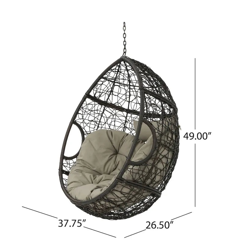 Fauteuil suspendu d'extérieur en osier imperméable avec coussins, siège hamac – Capacité de 136 kg