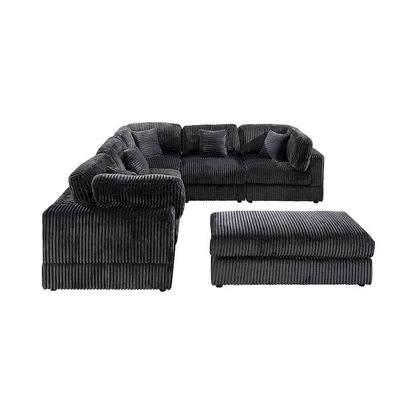 Canapé sectionnel modulaire en velours côtelé 6 pièces surdimensionné en forme de L, combinaison DIY