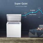 Congélateur coffre de 51 L avec panier amovible, drain inférieur, thermostat à 7 niveaux, conception autonome pour la maison et l'appartement