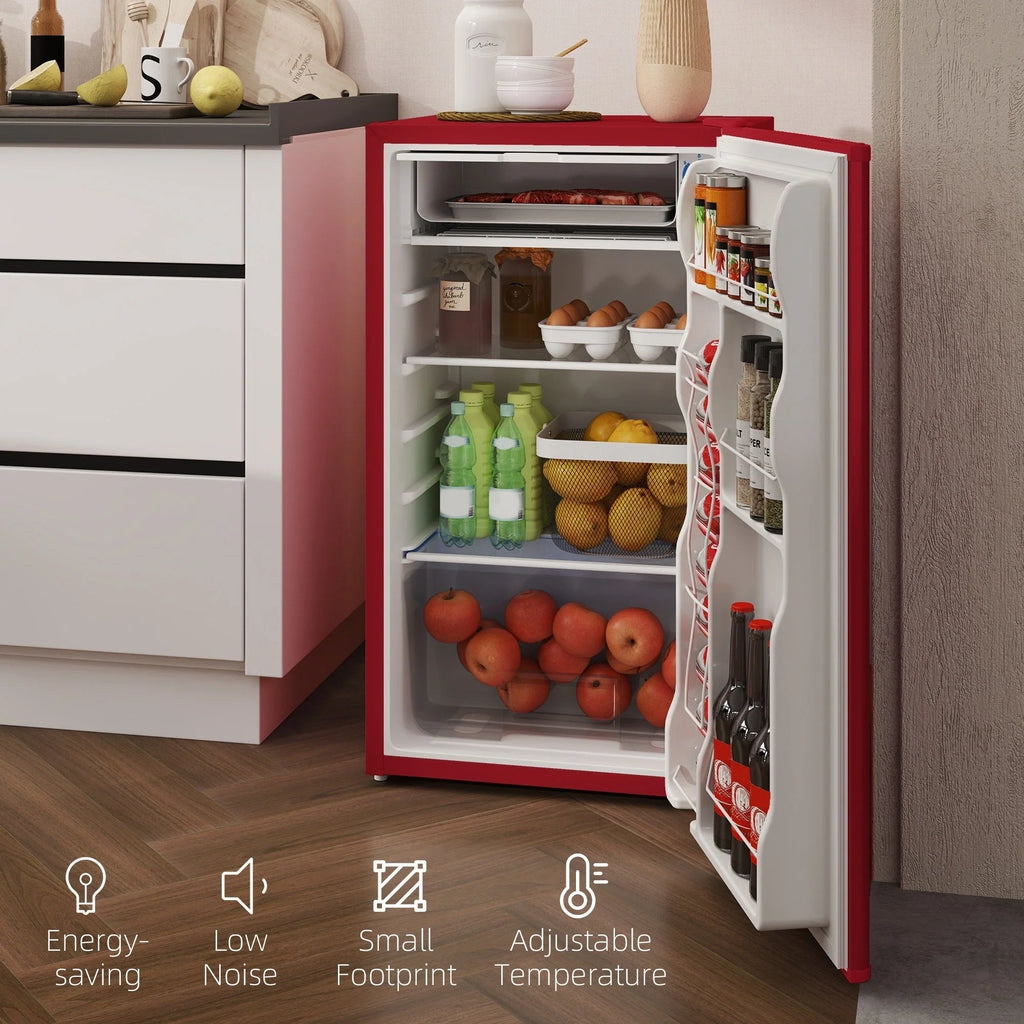 HOMCOM Mini-réfrigérateur de 90,6 L avec congélateur, Réfrigérateur compact à porte unique avec thermostat réglable pour chambre