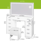 Moasis 46 Coiffeuse avec prise intégrée, miroir éclairé et support pour sèche-cheveux – 55,8 H x 46 L x 11,7 P
