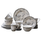 Ensemble de vaisselle 16 pièces en porcelaine Adelaide 222 Fifth avec assiettes rondes, bols et tasses, blanc antique