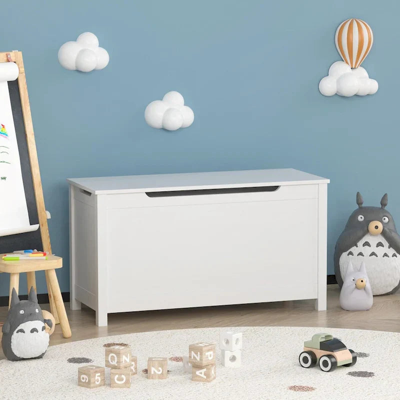 Coffre à jouets en bois pour enfants avec couvercle à charnière de sécurité, pour les 3 ans et plus