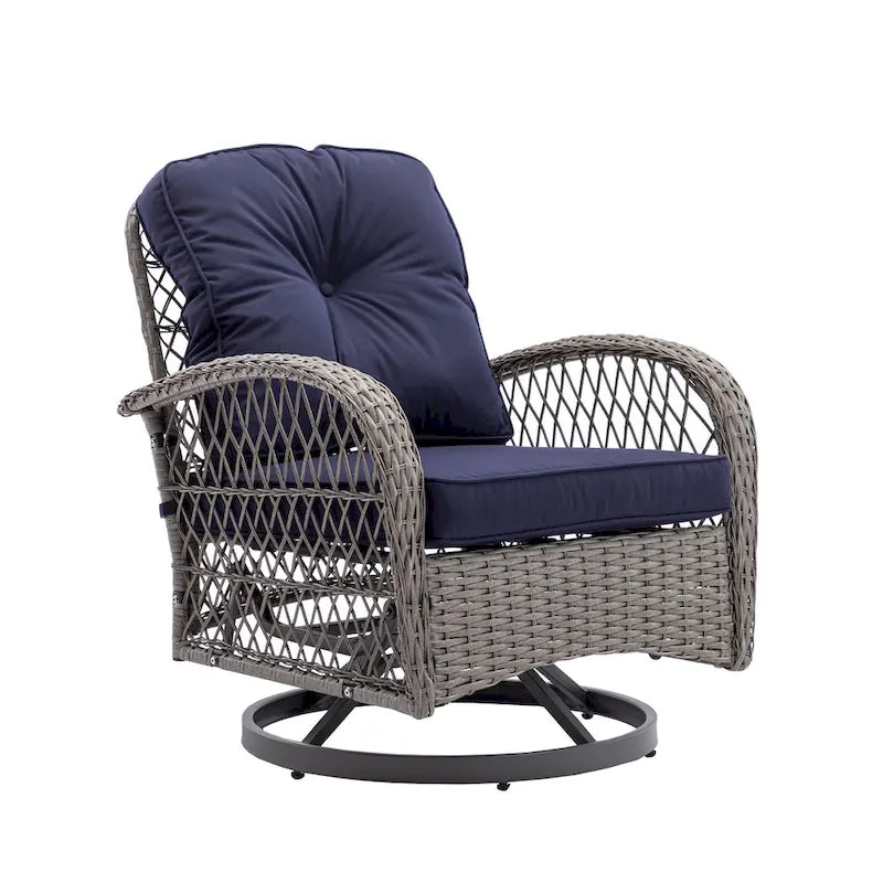 Ensemble de 3 chaises de jardin pivotantes et basculantes d'extérieur, ensemble de conversation de terrasse à 360 degrés