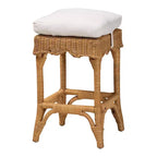 bali & pari Tabouret de bar en rotin coquillage miel/blanc