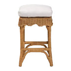 bali & pari Tabouret de bar en rotin coquillage miel/blanc