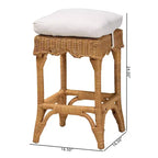 bali & pari Tabouret de bar en rotin coquillage miel/blanc