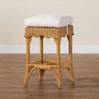bali & pari Tabouret de bar en rotin coquillage miel/blanc