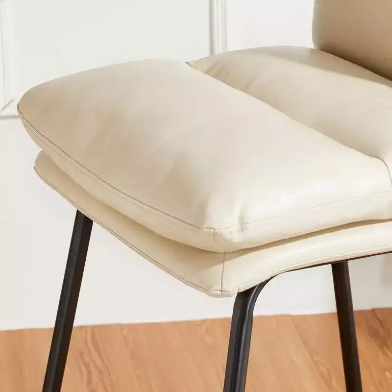 Lot de 2 tabourets de bar modernes en similicuir épais avec pieds en métal Crème/Blanc - Glitzhome : Rembourrés, base luge, repose-pieds