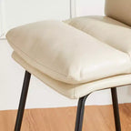 Lot de 2 tabourets de bar modernes en similicuir épais avec pieds en métal Crème/Blanc - Glitzhome : Rembourrés, base luge, repose-pieds