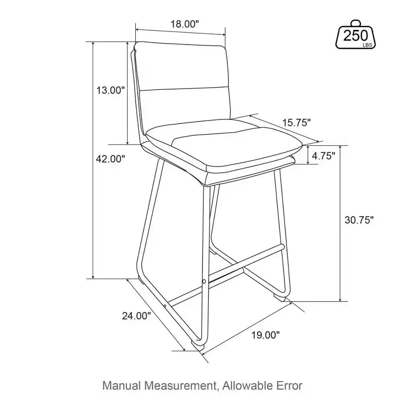 Lot de 2 tabourets de bar modernes en similicuir épais avec pieds en métal Crème/Blanc - Glitzhome : Rembourrés, base luge, repose-pieds