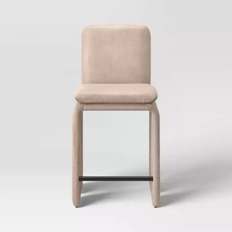 Tabouret de bar sculptural Safflower de 64,7 cm avec repose-pieds, couleur havane - Threshold™