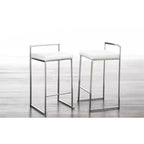 Lot de 3 tabourets de bar à hauteur de comptoir empilables LumiSource Fuji, acier inoxydable/PU blanc
