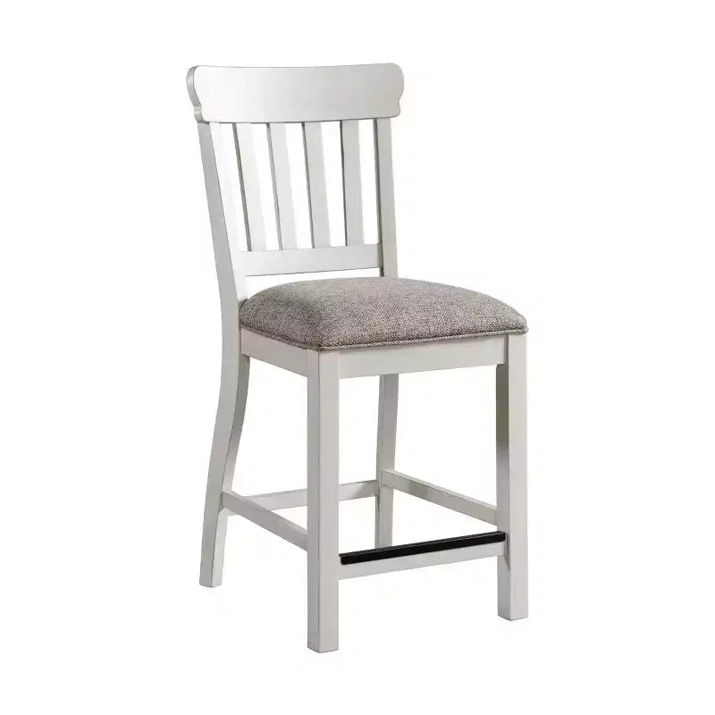 Set of 2 24" Drake Slat Back Cushion Seat Counter Height Barstools Rustic White/French Oak - Intercon