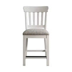 Ensemble de 2 tabourets de bar à hauteur de comptoir Drake Slat Back Cushion Seat de 24 po Blanc rustique/Chêne français - Intercon