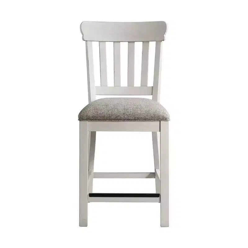 Ensemble de 2 tabourets de bar à hauteur de comptoir Drake Slat Back Cushion Seat de 24 po Blanc rustique/Chêne français - Intercon