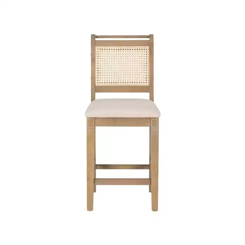 Tabouret de bar Linon Emmy en canne de rotin, hauteur comptoir, naturel