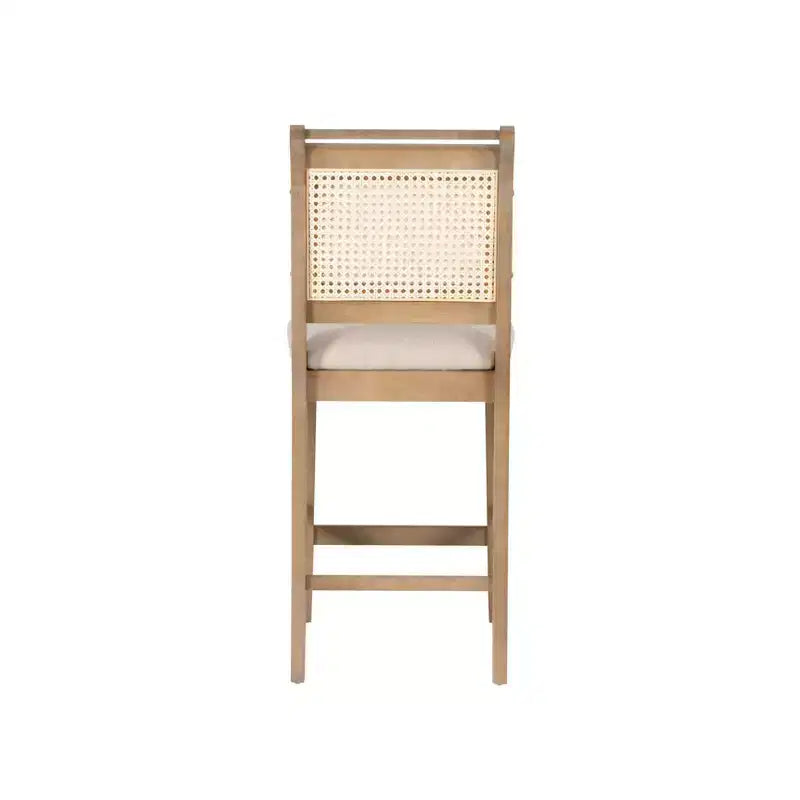 Tabouret de bar Linon Emmy en canne de rotin, hauteur comptoir, naturel