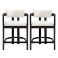 Christopher Knight Home Set of 2 26" Ethan Upholstered Rubberwood Counter Height Barstools Black