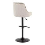 LumiSource Lot de 2 tabourets de bar Marcel cloutés en métal noir/tissu crème/métal laiton