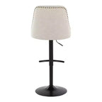 LumiSource Lot de 2 tabourets de bar Marcel cloutés en métal noir/tissu crème/métal laiton