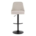 LumiSource Lot de 2 tabourets de bar Marcel cloutés en métal noir/tissu crème/métal laiton