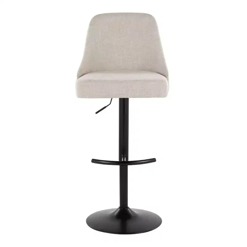 LumiSource Lot de 2 tabourets de bar Marcel cloutés en métal noir/tissu crème/métal laiton