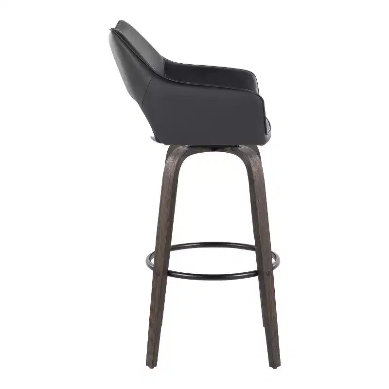 LumiSource Lot de 2 tabourets de bar Mustang Bois foncé/PU noir/Métal noir