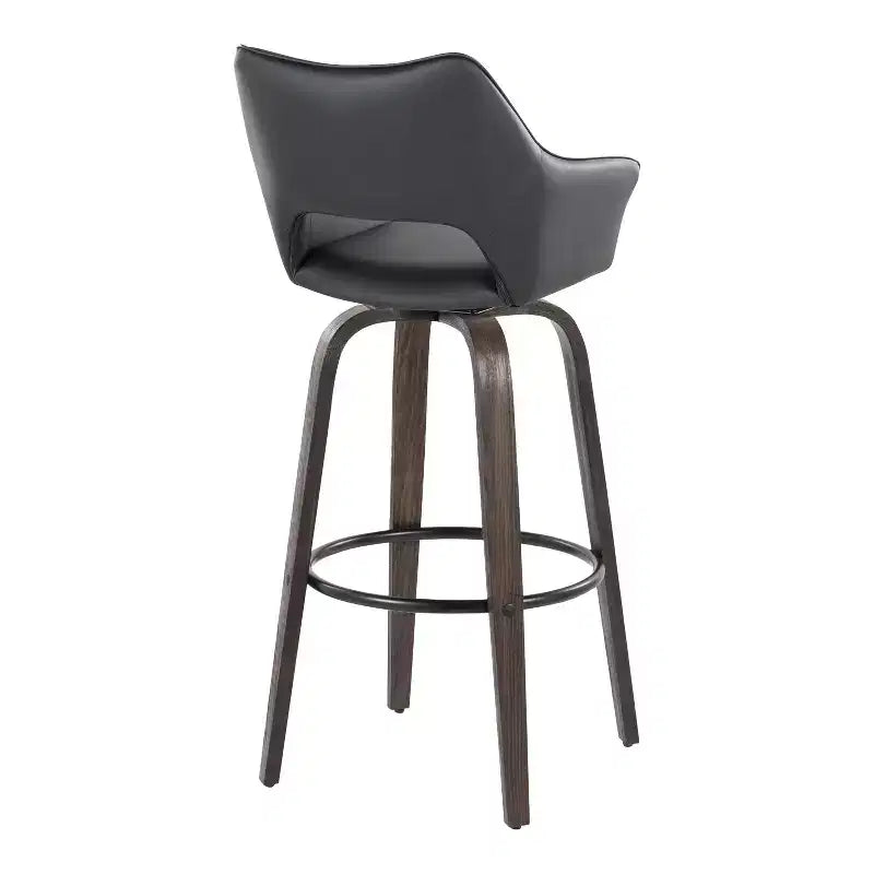 LumiSource Lot de 2 tabourets de bar Mustang Bois foncé/PU noir/Métal noir