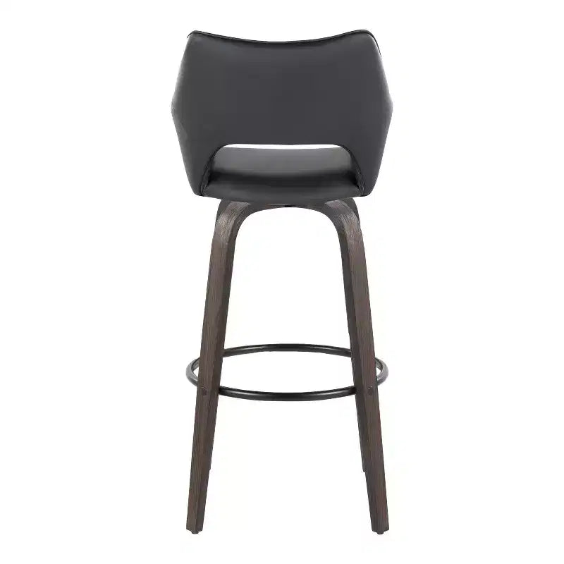 LumiSource Lot de 2 tabourets de bar Mustang Bois foncé/PU noir/Métal noir