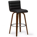 WyndenHall Madigan Barstool Black: Mid-Century Modern, Adjustable Height, Faux Leather Upholstery, Wood & Metal Frame