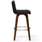 Tabouret de bar Madigan WyndenHall noir : Moderne du milieu du siècle, hauteur réglable, revêtement en similicuir, structure en bois et métal