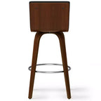 Tabouret de bar Madigan WyndenHall noir : Moderne du milieu du siècle, hauteur réglable, revêtement en similicuir, structure en bois et métal