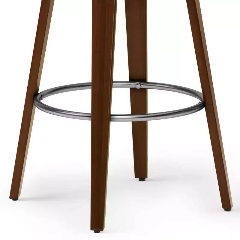 Tabouret de bar Madigan WyndenHall noir : Moderne du milieu du siècle, hauteur réglable, revêtement en similicuir, structure en bois et métal