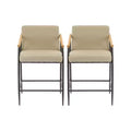 Christopher Knight Home Set of 2 Ruby Mid Century Modern Upholstered Counter Stool with Iron Frame Counter Height Barstools Khaki/Espresso