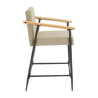 Christopher Knight Home Lot de 2 tabourets de comptoir rembourrés Ruby Mid Century Modern avec structure en fer Hauteur comptoir Khaki/Espresso