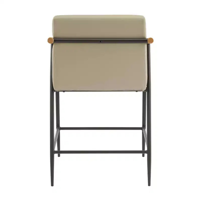 Christopher Knight Home Lot de 2 tabourets de comptoir rembourrés Ruby Mid Century Modern avec structure en fer Hauteur comptoir Khaki/Espresso