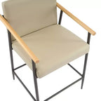 Christopher Knight Home Lot de 2 tabourets de comptoir rembourrés Ruby Mid Century Modern avec structure en fer Hauteur comptoir Khaki/Espresso