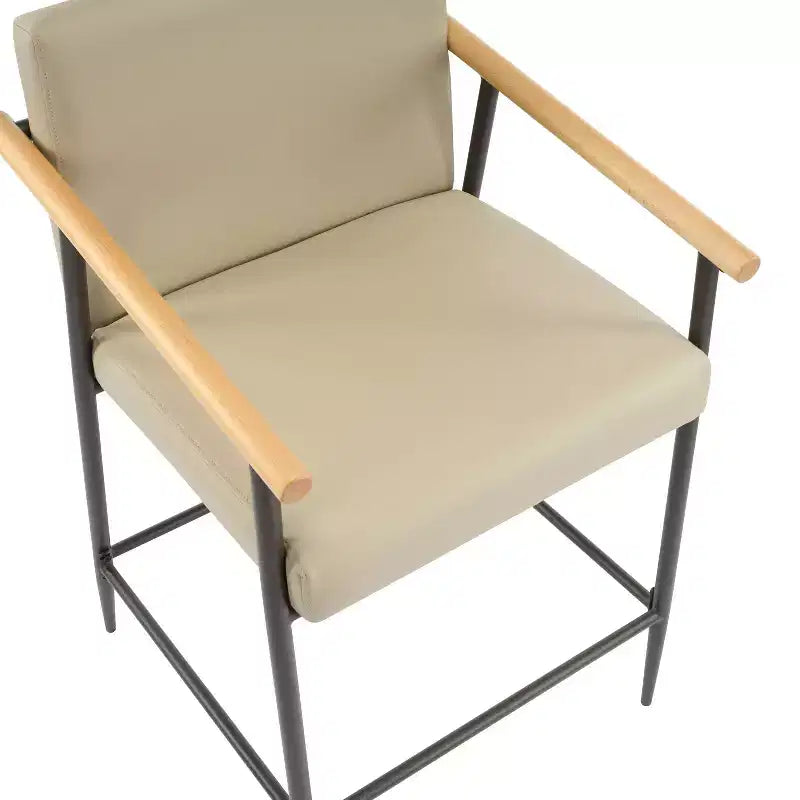Christopher Knight Home Lot de 2 tabourets de comptoir rembourrés Ruby Mid Century Modern avec structure en fer Hauteur comptoir Khaki/Espresso
