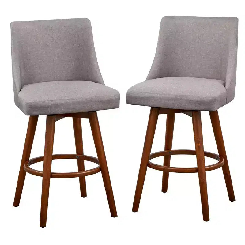 Lifestorey Set of 2 24" Derby Swivel Counter Height Barstools Walnut/Gray