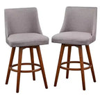 Lifestorey Set of 2 24" Derby Swivel Counter Height Barstools Walnut/Gray