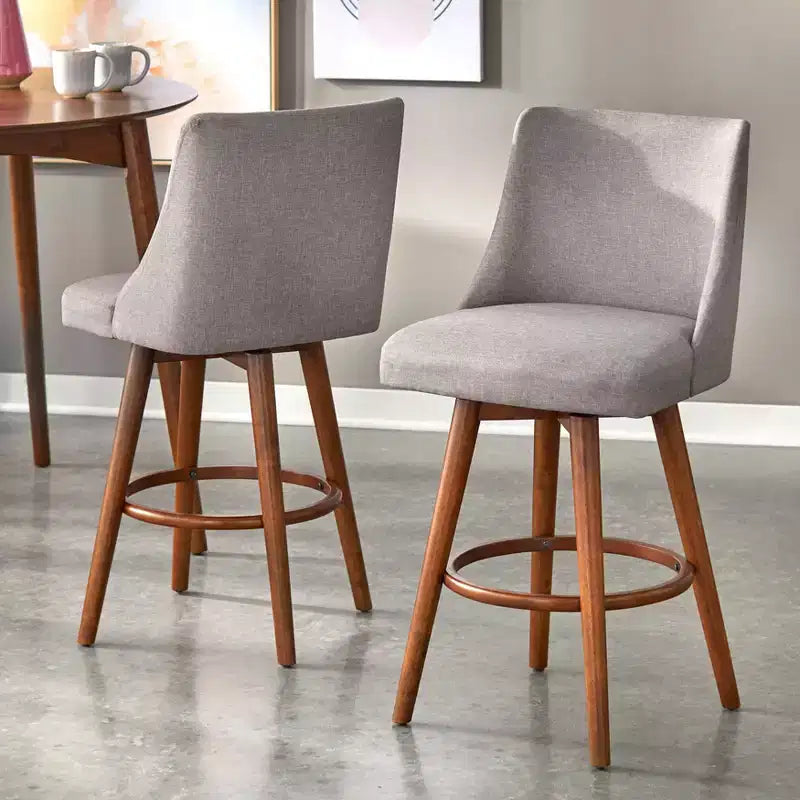Lot de 2 tabourets de bar pivotants Derby Lifestorey hauteur comptoir 61 cm Noyer/Gris