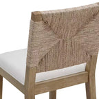 Nathan James Beacon Tabouret de bar hauteur comptoir Crème Boucle en jonc de mer : Dossier tissé, cadre en bois d'hévéa
