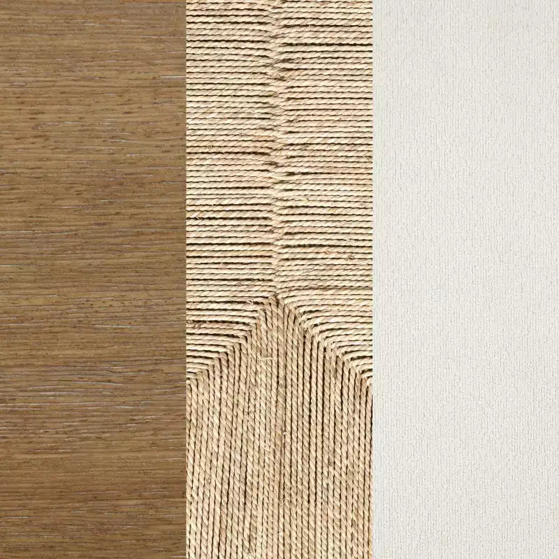 Nathan James Beacon Tabouret de bar hauteur comptoir Crème Boucle en jonc de mer : Dossier tissé, cadre en bois d'hévéa