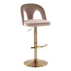 LumiSource Lot de 2 tabourets de bar réglables Ava Velours doré/taupe