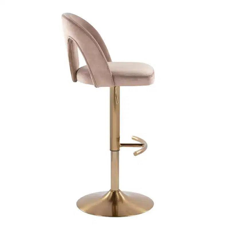 LumiSource Lot de 2 tabourets de bar réglables Ava Velours doré/taupe