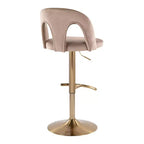 LumiSource Lot de 2 tabourets de bar réglables Ava Velours doré/taupe