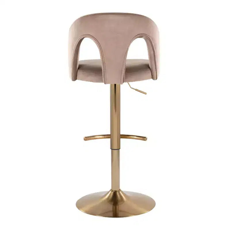 LumiSource Lot de 2 tabourets de bar réglables Ava Velours doré/taupe